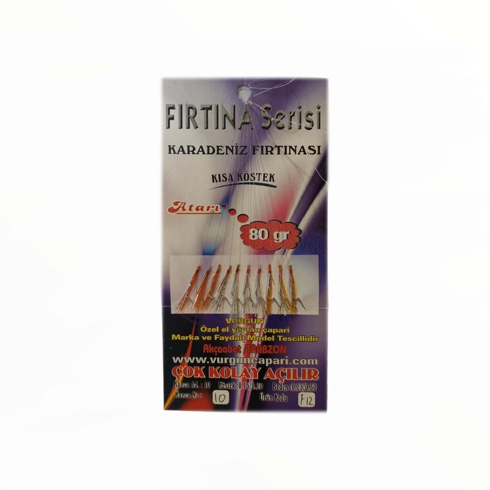 VURGUN 80gr 10 iğneli Turuncu Beyaz Renkli Organze Çapari