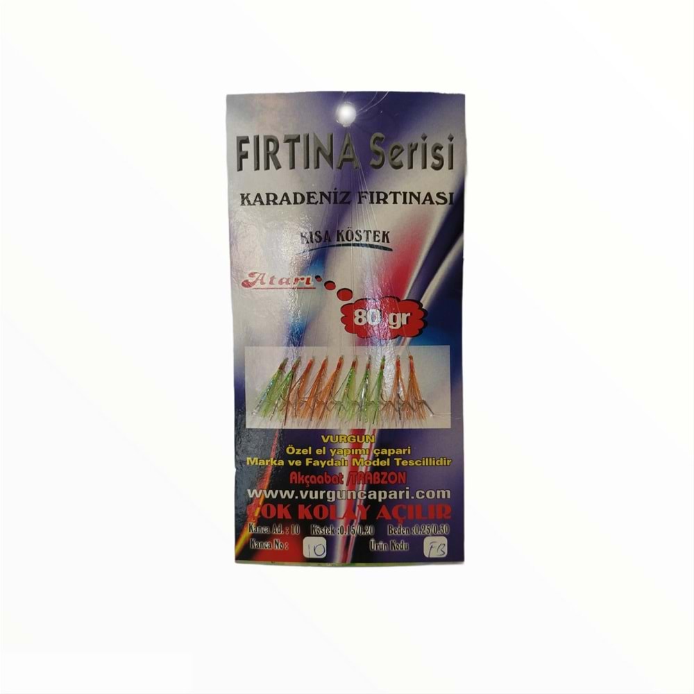 VURGUN 80gr 10 iğneli Turuncu Yeşil Renkli Organze Çapari