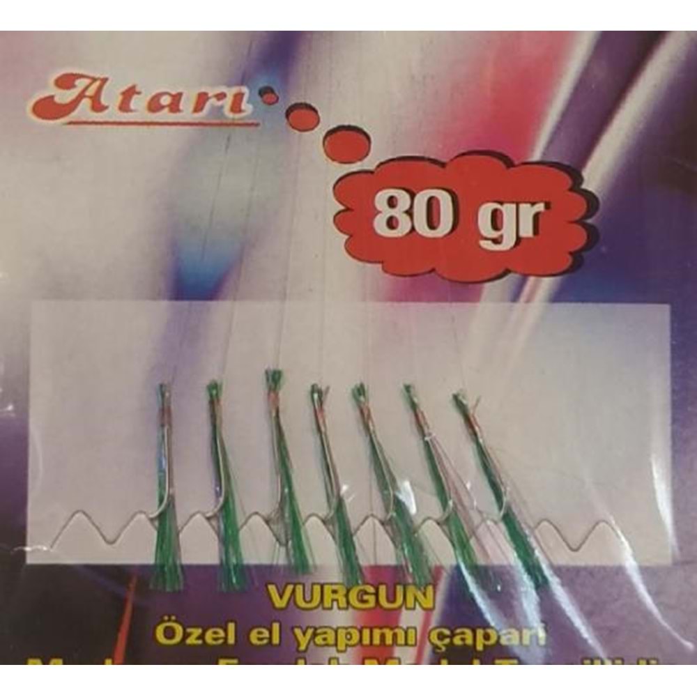 VURGUN 80gr Kısa Köstek Yeşil Organze Çapari 7li