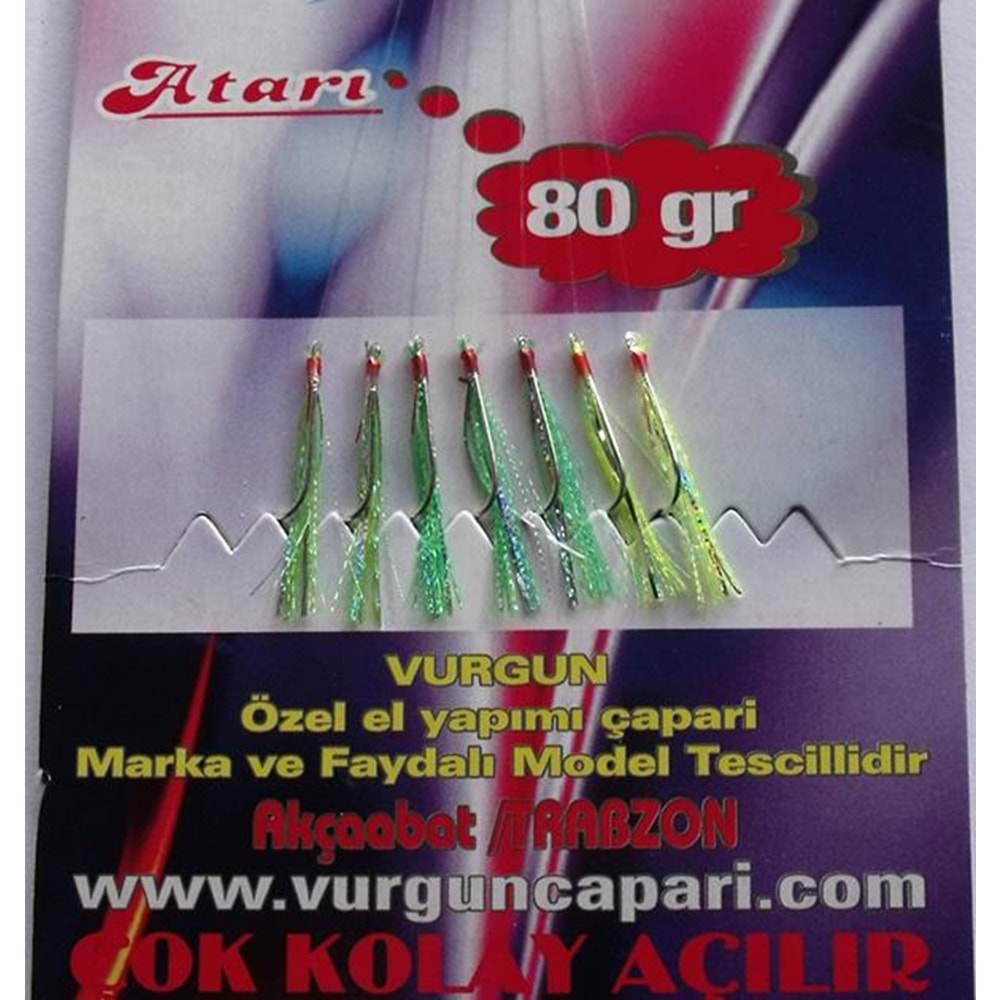 VURGUN 80gr 7 iğneli 3 Renk Yeşil Organze Çapari