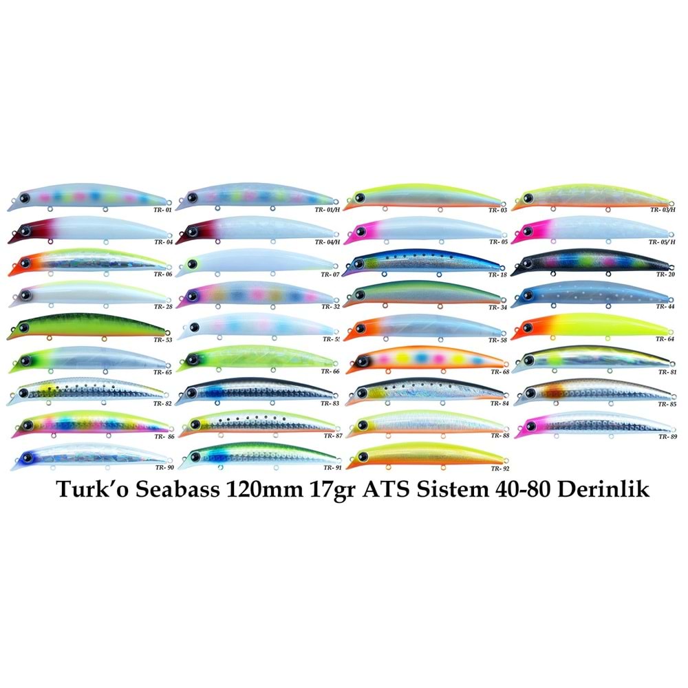 Turko Seabass 120mm 17g ATS sistem Rapala Maket Balık - RENK KODLARI - TR-18