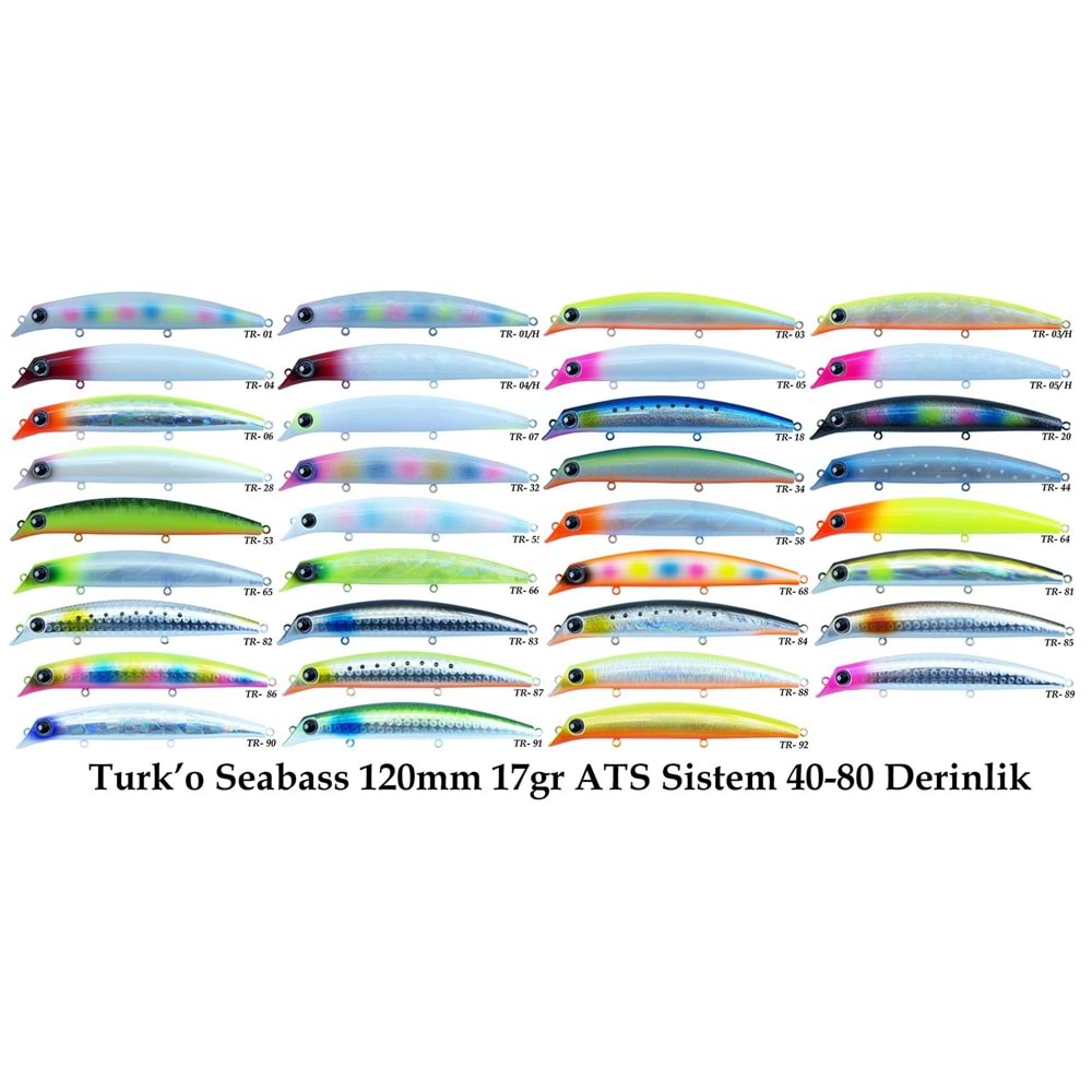 Turko Seabass 120mm 17g ATS sistem Rapala Maket Balık - RENK KODLARI - TR-64