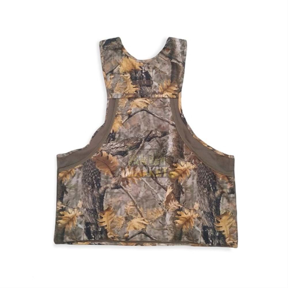 SPAYKO HAKİ ÜZERİ ORMAN DESENLİ KAMUFLAJ ASKILI AVCI YELEĞİ - XL