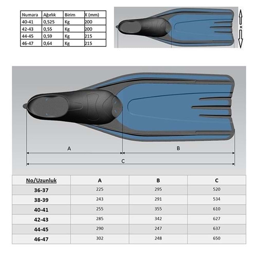 Apnea Split Dalış Paleti - 44-45