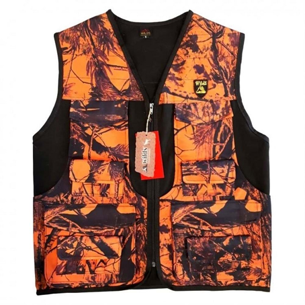 HAKİ TURUNCU KAMUFLAJ AVCI YELEĞİ YEL27173HT - XL