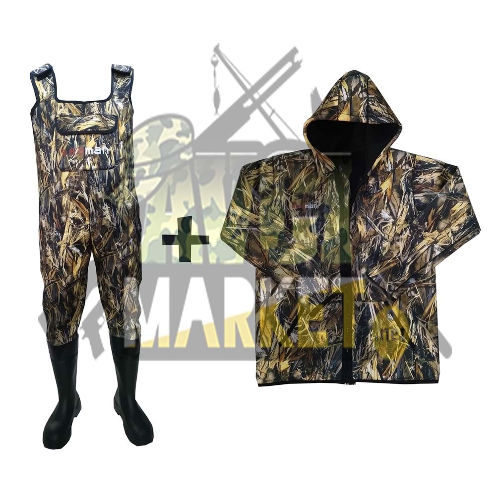 42 NUMARA POLYMER ÇİZMELİ NEOPREN TULUM KAPŞONLU MONT TAKIM - 3XL