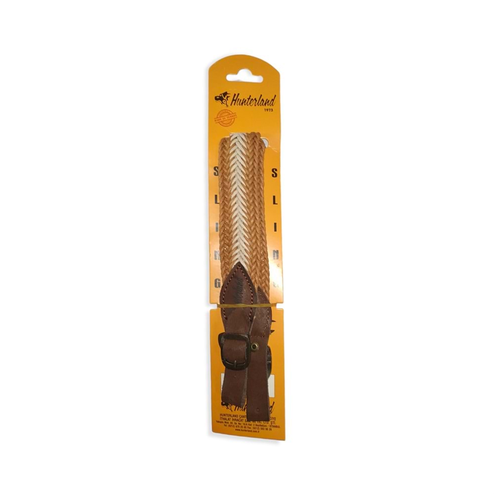 Hunterland Renkli Örgü Askı Kayışı Camel Beyaz ASK07-CB