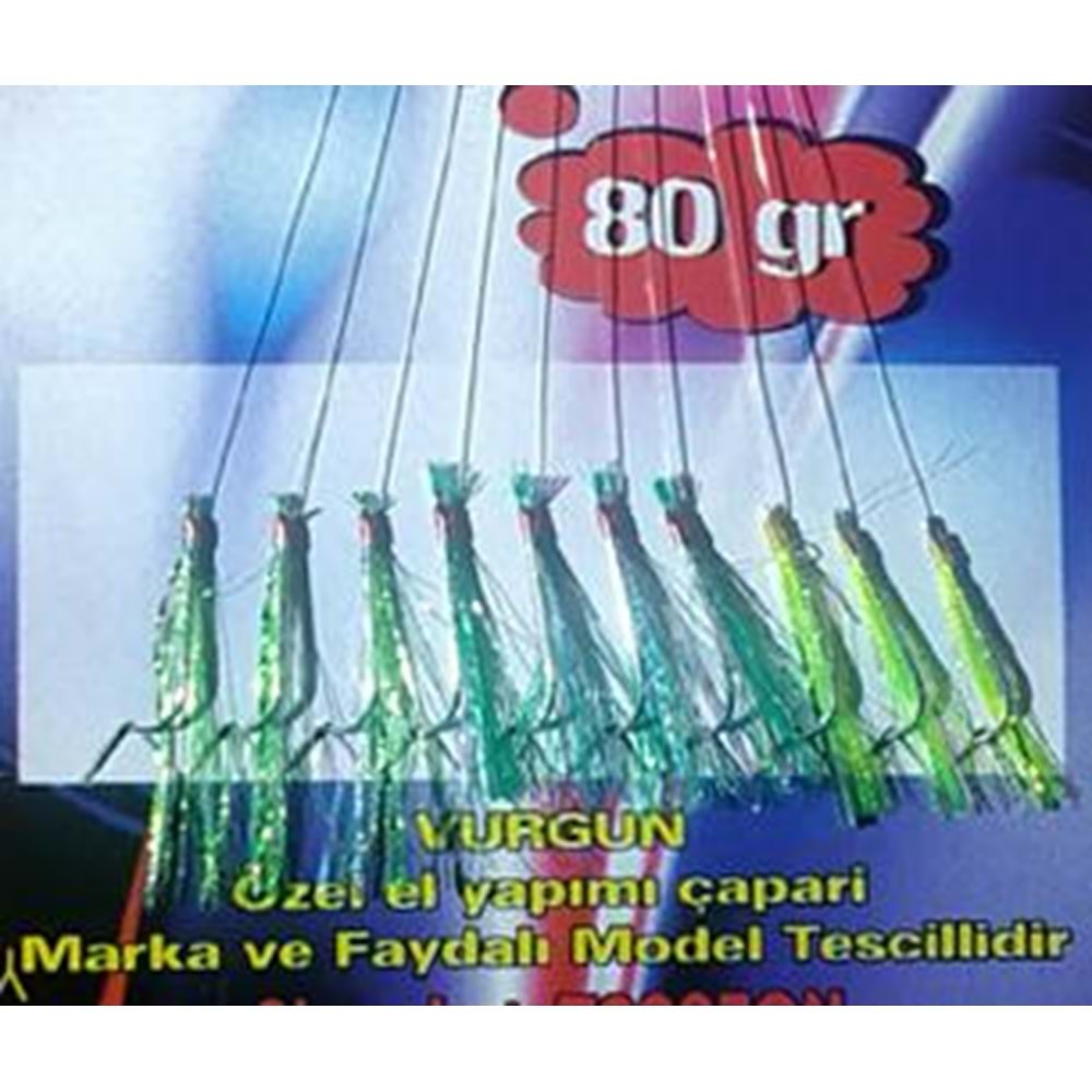 VURGUN 80gr 10 iğneli 3 Renk Yeşil Organze Çapari
