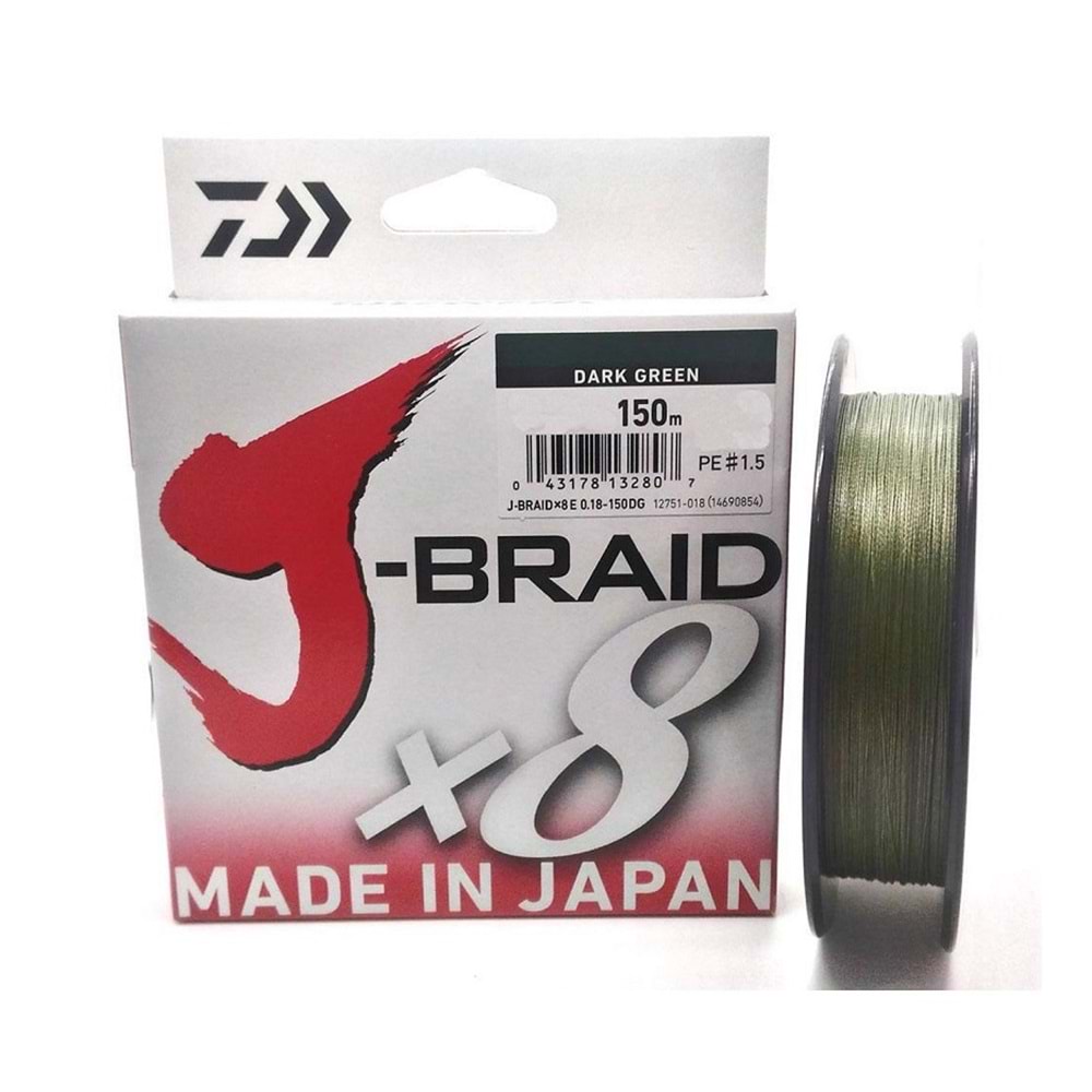 Daiwa J-Braid 8B Koyu Yeşil 150m 0,06mm İp Misina