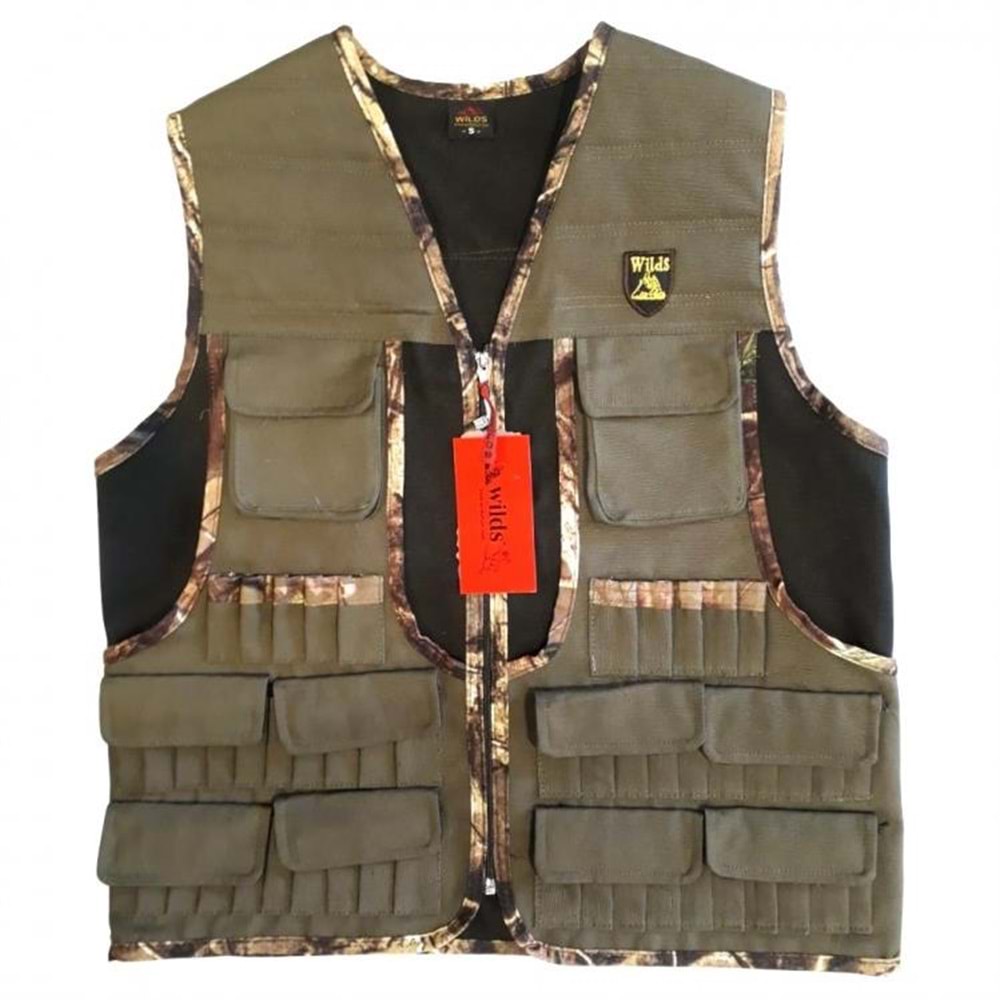 YEL 27161 Kalın Kumaş Haki Yelek Meşe Şeritli - XXL