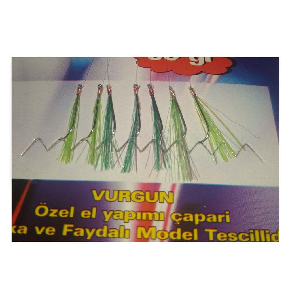 VURGUN 80gr 7 iğneli 2 Yeşil Renkli Organze Çapari