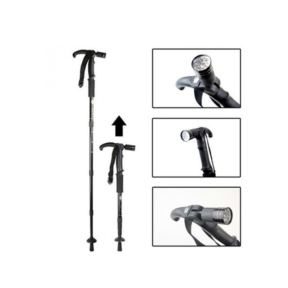 Yolunuzu Aydınlatan Fener Amotisörlü Baston BlackWatton Wt-002