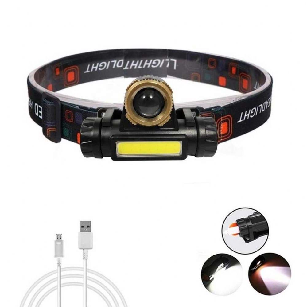 1200 Lümen COB LED-USB Şarjlı-Zoomlu-Oynar Başlıklı Kafa Lambası
