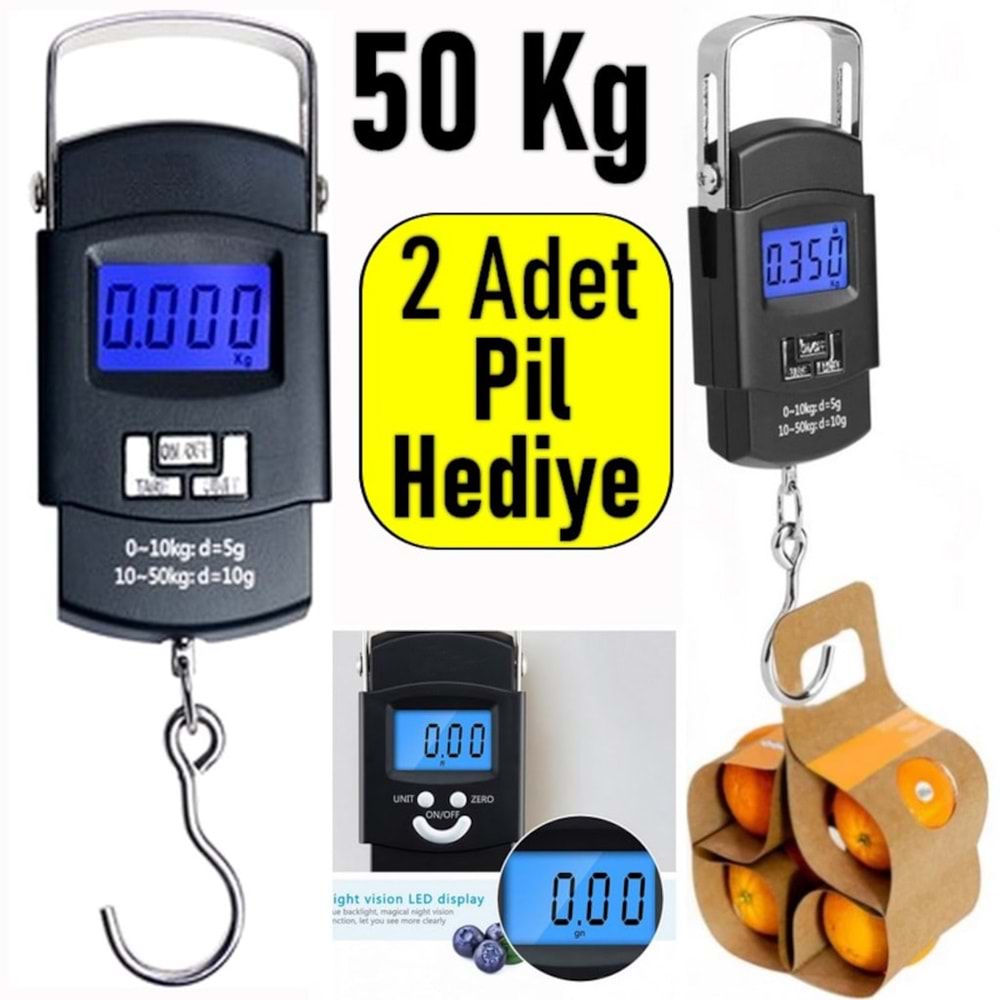 Elektronik Dijital El Kantarı Balıkçı Terazisi 50kg