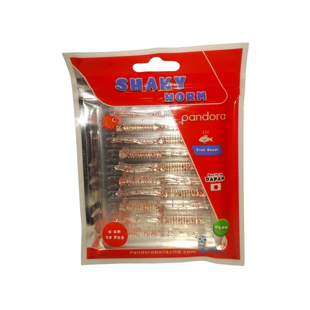 Pandora Shaky 5cm 10 Parça Lrf Silikon Sahte Yem - RED GLITTER