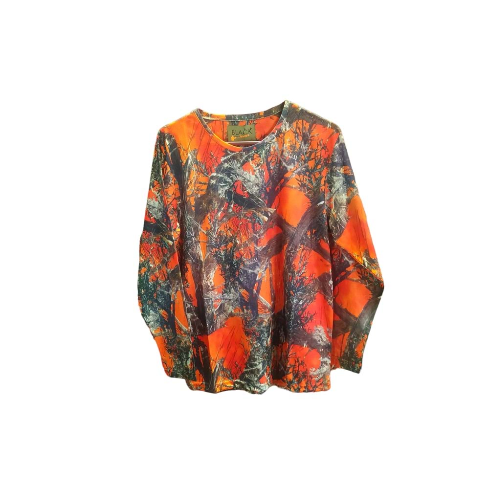 Black Hunter Turuncu Orman Desen Sweatshirt - S