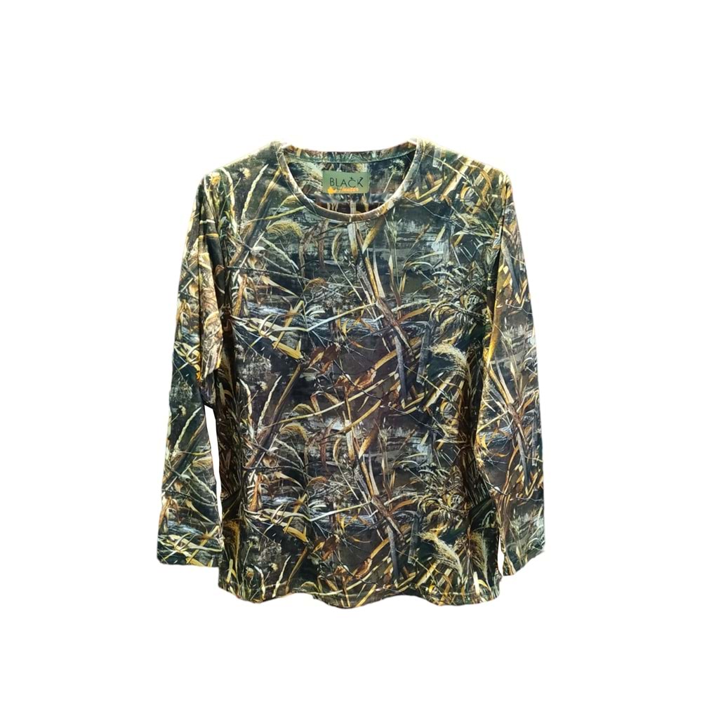 Black Hunter Sazlık Desenli Yuvarlak Yaka Uzun Kollu Sweatshirt - L