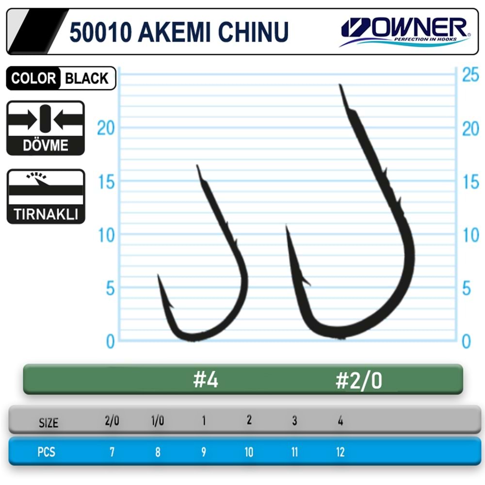 Owner 50010 Akemi Chinu Black Tırnaklı Olta İğnesi - NO-3