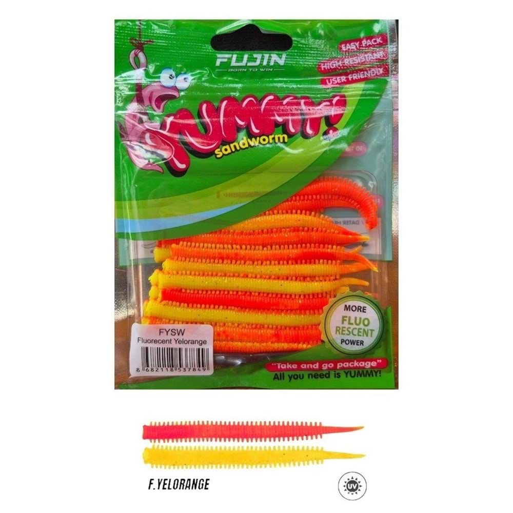 Fujin Yummy Sandworm 7cm LRF Silikon Yemi - FLUORECENT YELORANGE