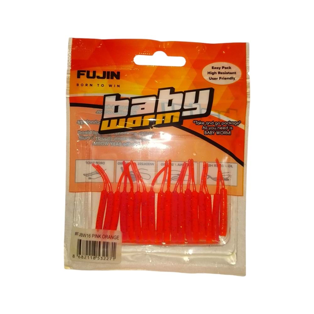 Fujin Baby Worm 5.2cm Floating LRF Silikonu - PINK ORANGE
