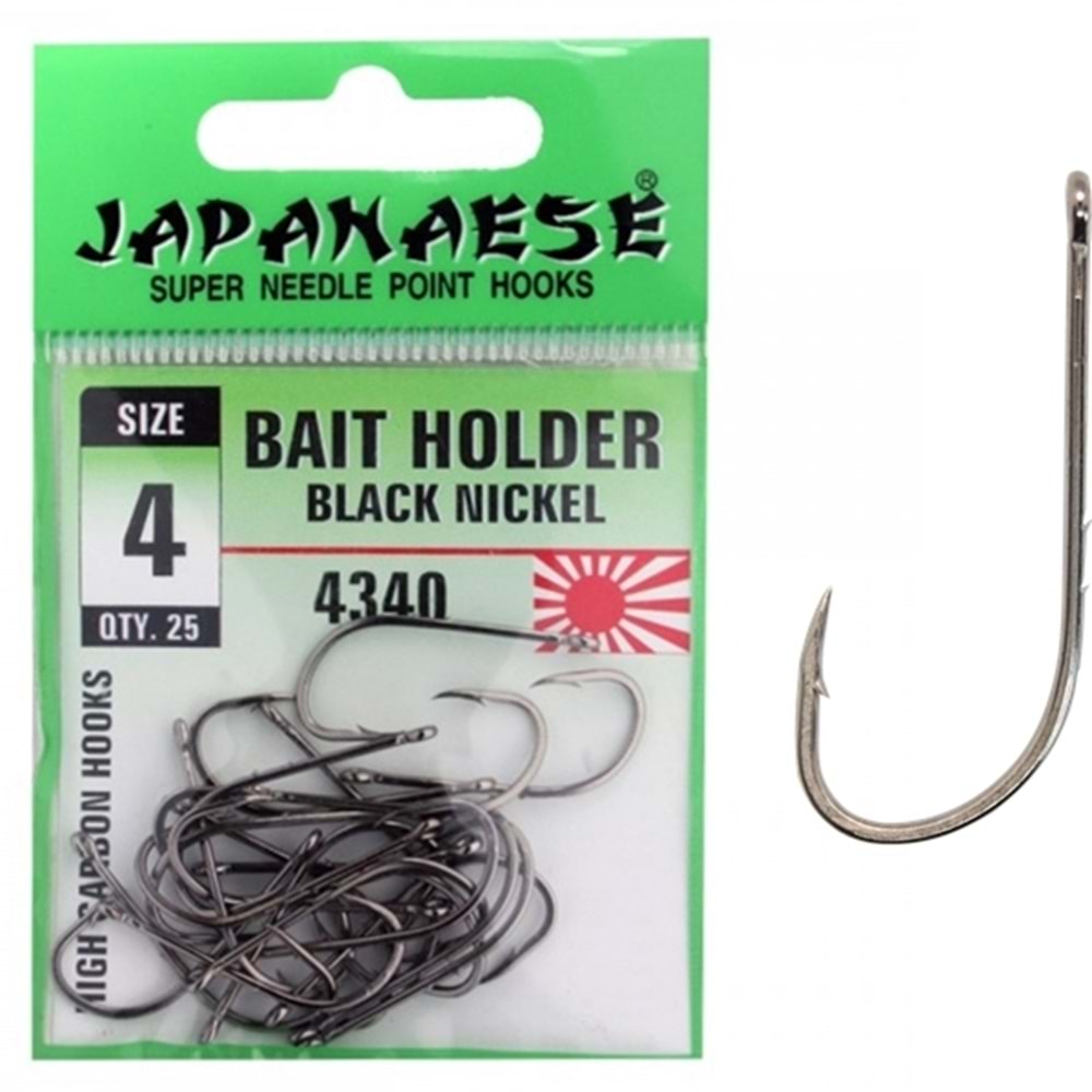 Japanese Bait Holder Carbon Black Nickel 4340 Çift Tırnaklı Olta İğnesi - NO-1-0