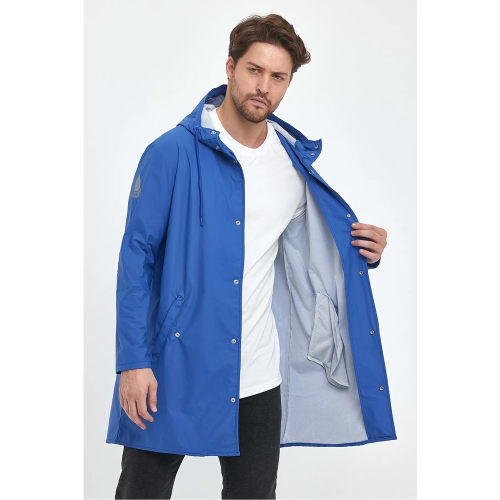 T Rain Pu Raincoat L Beden Mavi Erkek Yağmurluk