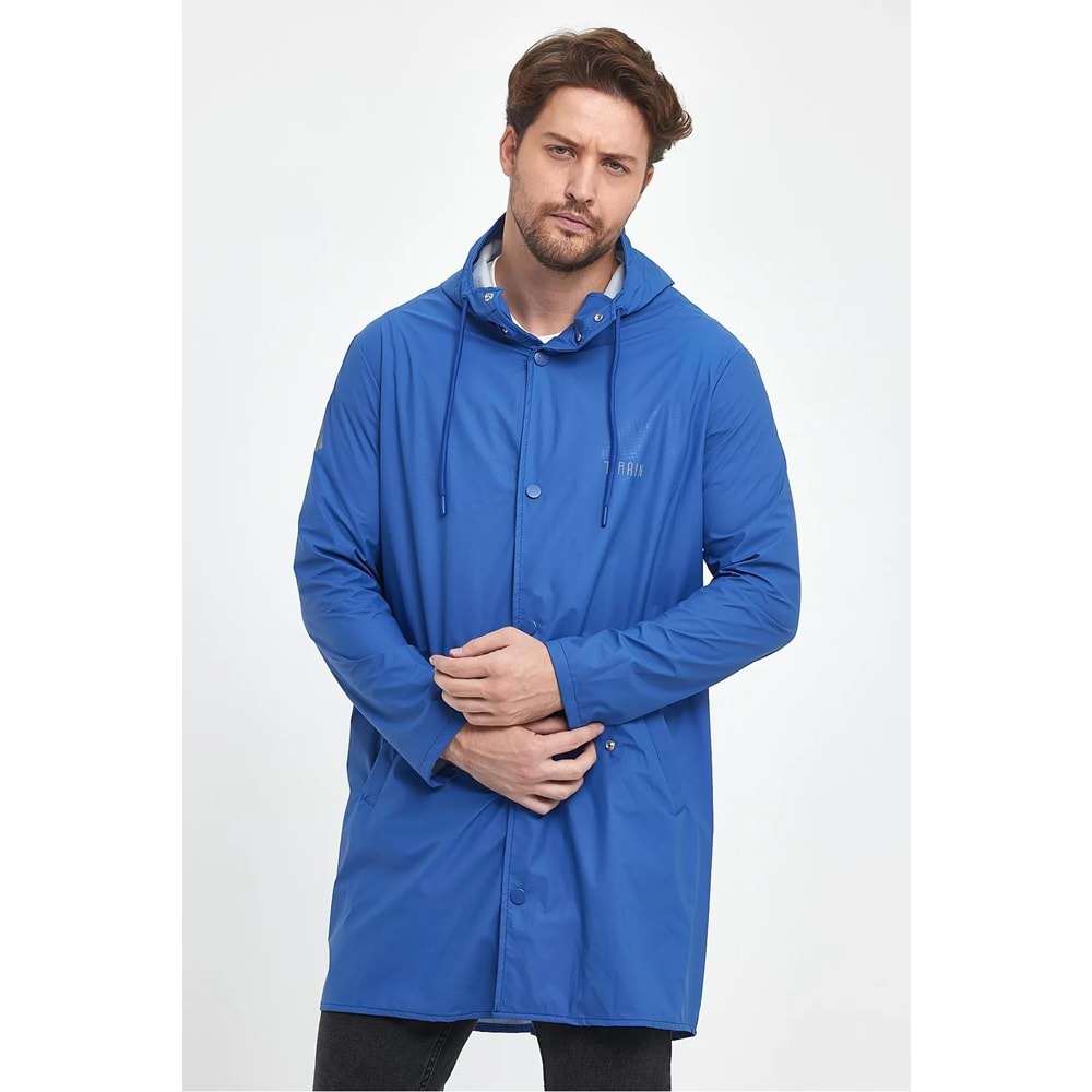 T Rain Pu Raincoat L Beden Mavi Erkek Yağmurluk