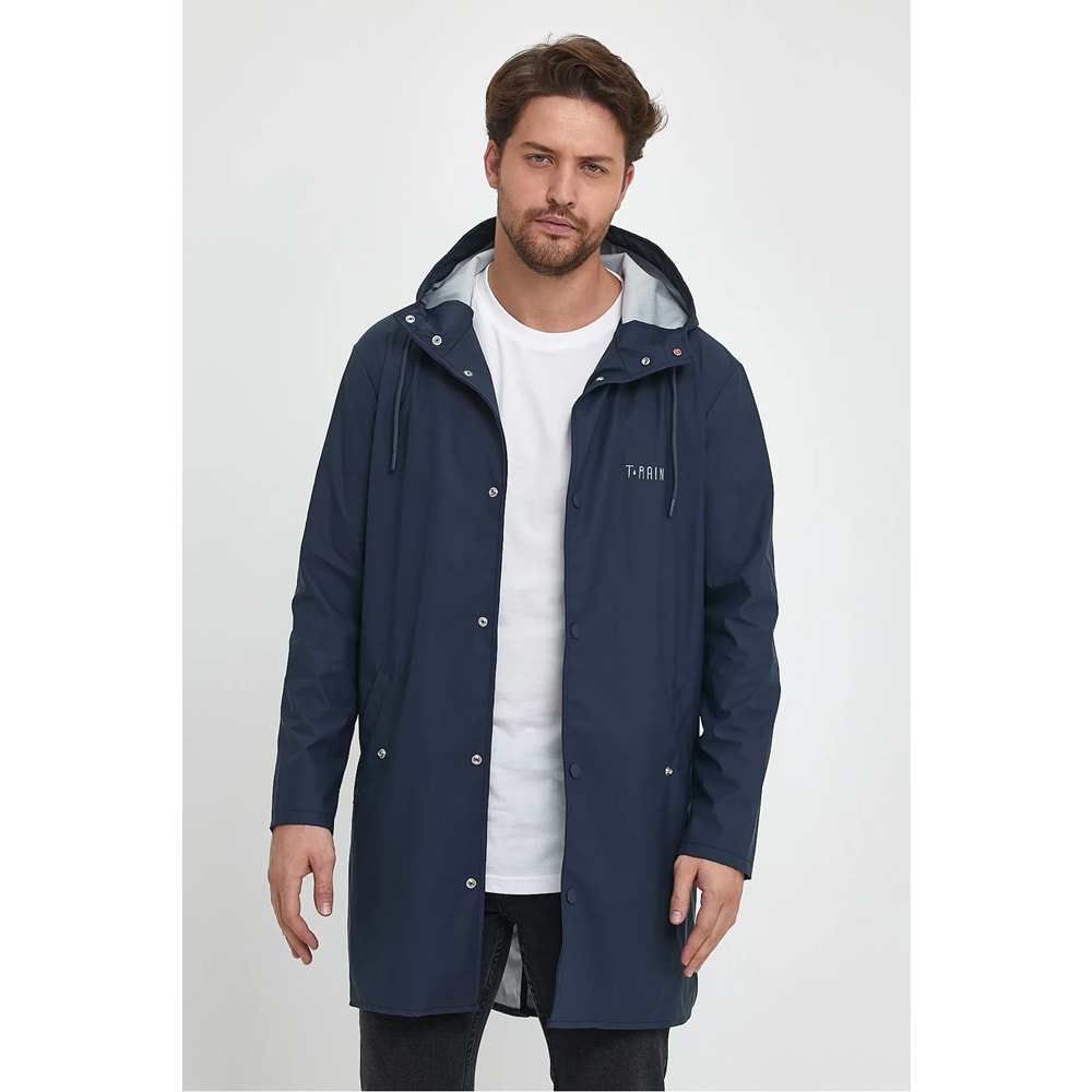 T Rain Pu Raincoat XXL Beden Lacivert Erkek Yağmurluk