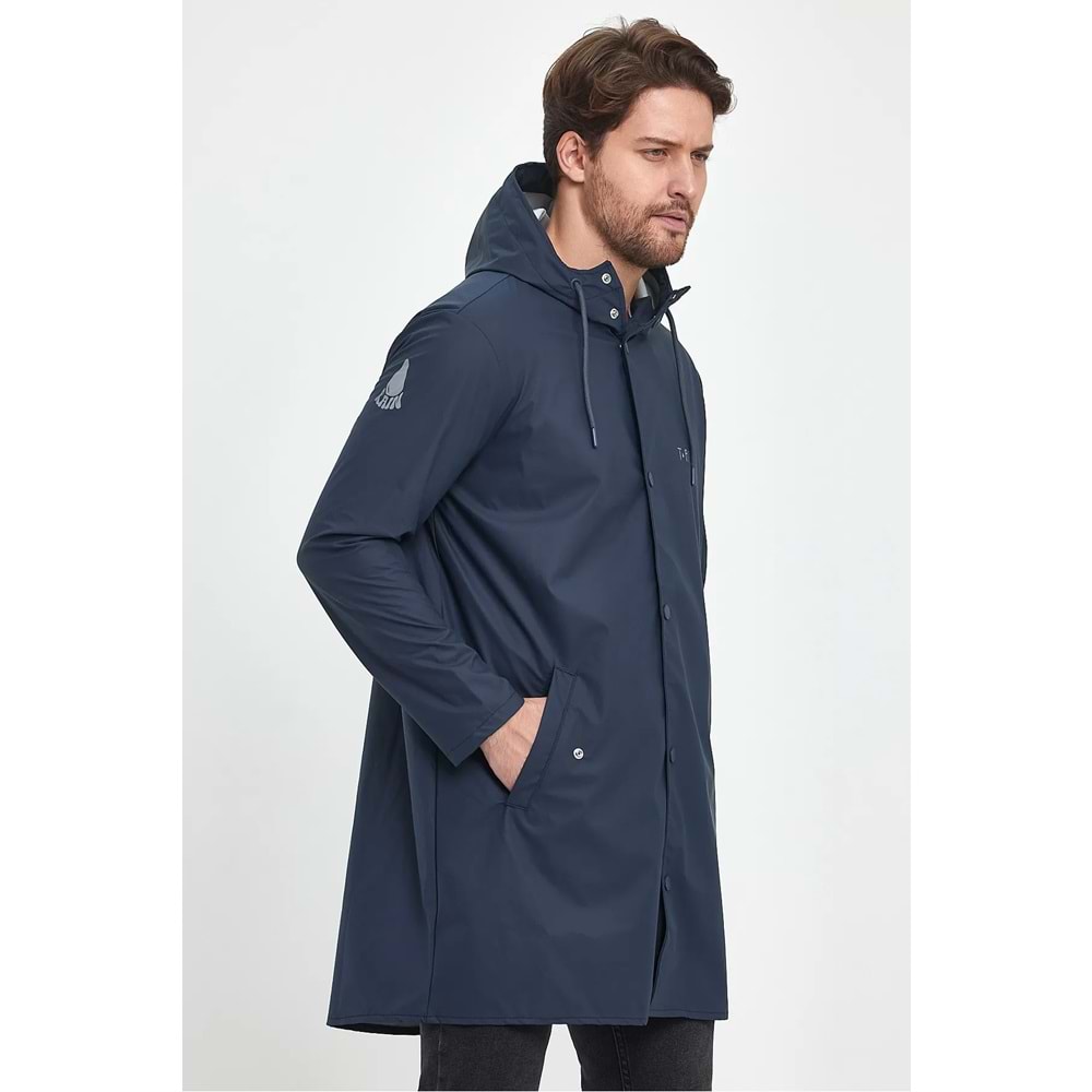 T Rain Pu Raincoat XXL Beden Lacivert Erkek Yağmurluk