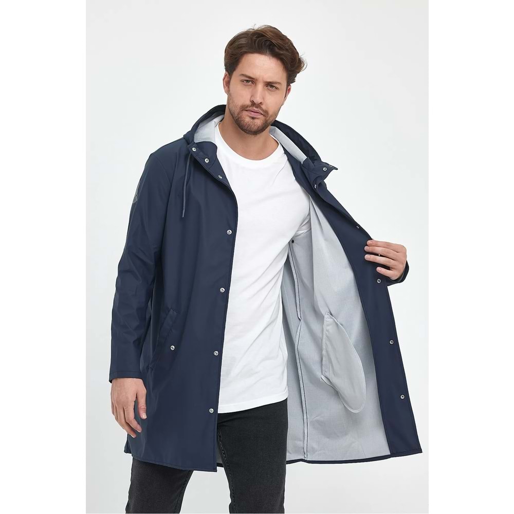 T Rain Pu Raincoat XXL Beden Lacivert Erkek Yağmurluk