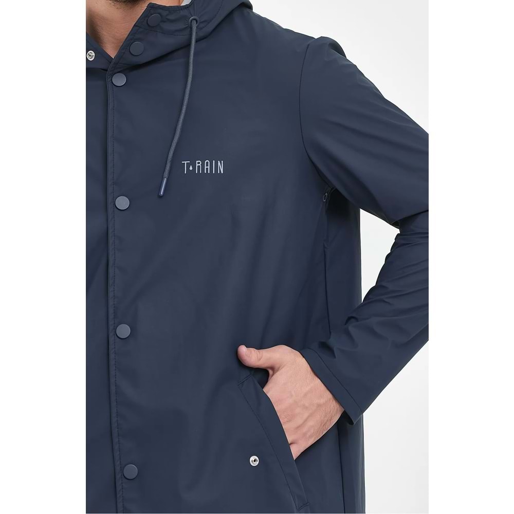 T Rain Pu Raincoat XXL Beden Lacivert Erkek Yağmurluk