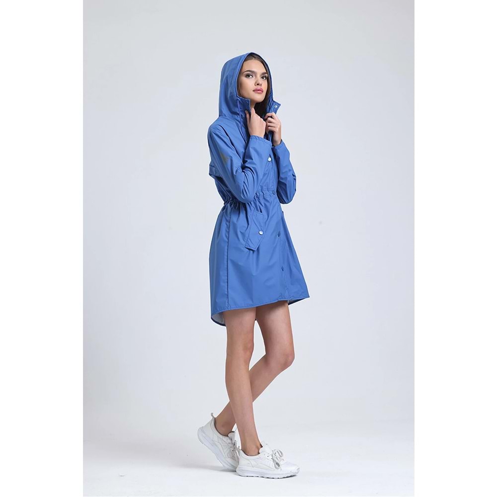 T Rain Pu Raincoat S Beden Mavi Bayan Yağmurluk