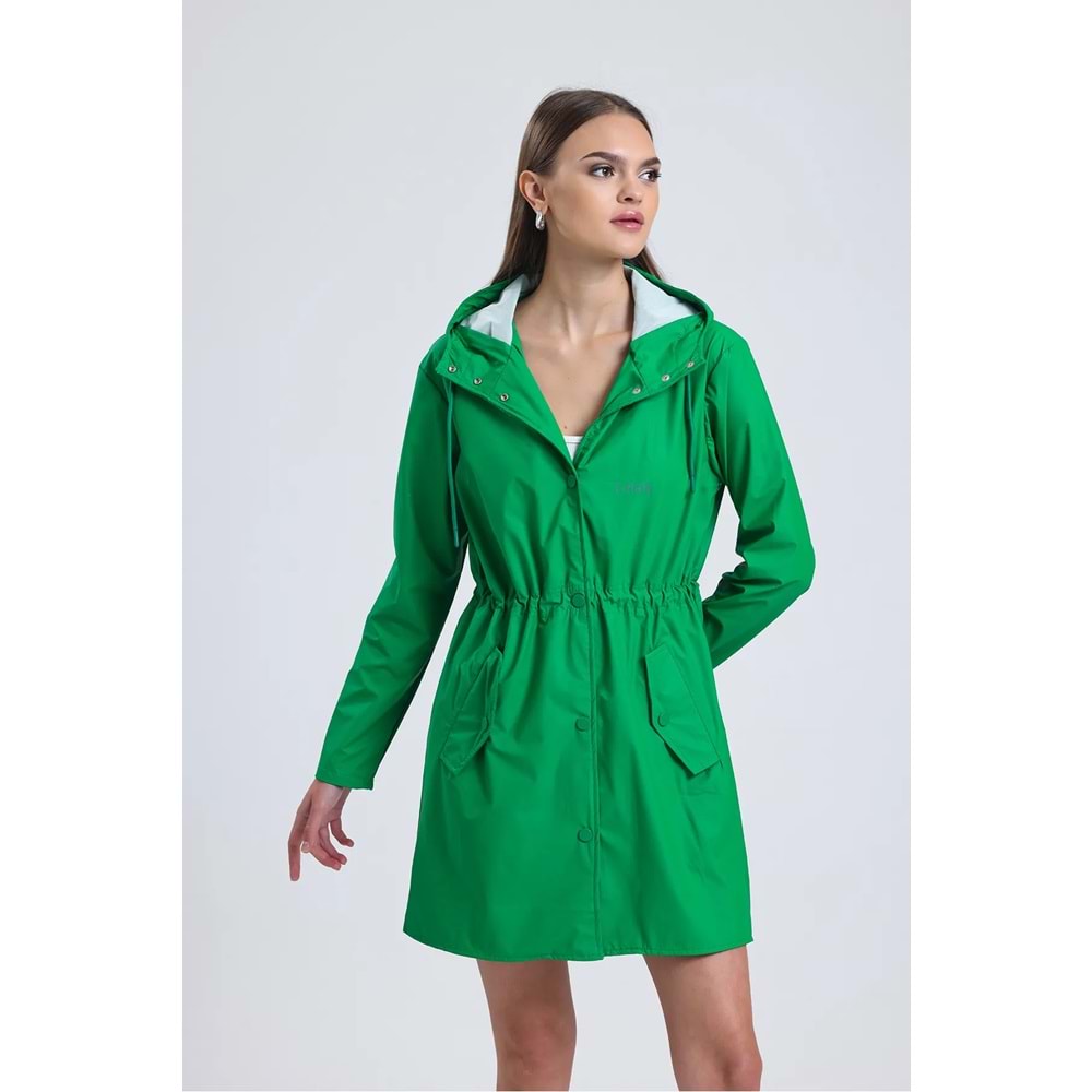 T Rain Pu Raincoat S Beden Açık Yeşil Bayan Yağmurluk