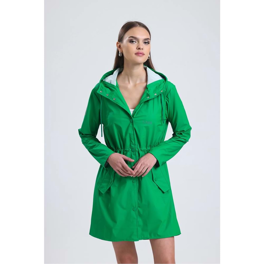 T Rain Pu Raincoat S Beden Açık Yeşil Bayan Yağmurluk