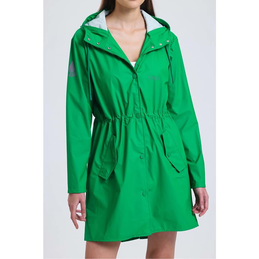 T Rain Pu Raincoat S Beden Açık Yeşil Bayan Yağmurluk