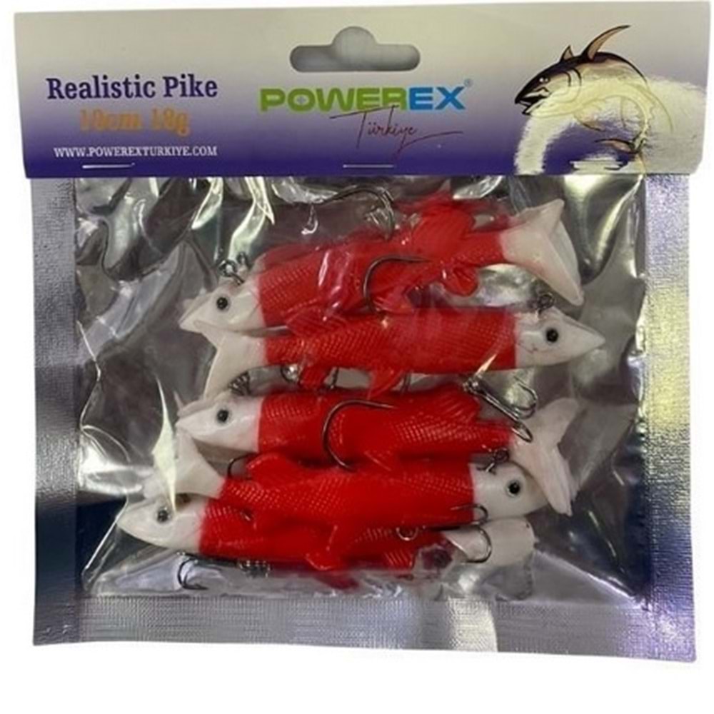 6577 Realistic Pike Kırmızı Gövde Turna Model Kendinden Zokalı 10cm. 18gr. 5li Paket
