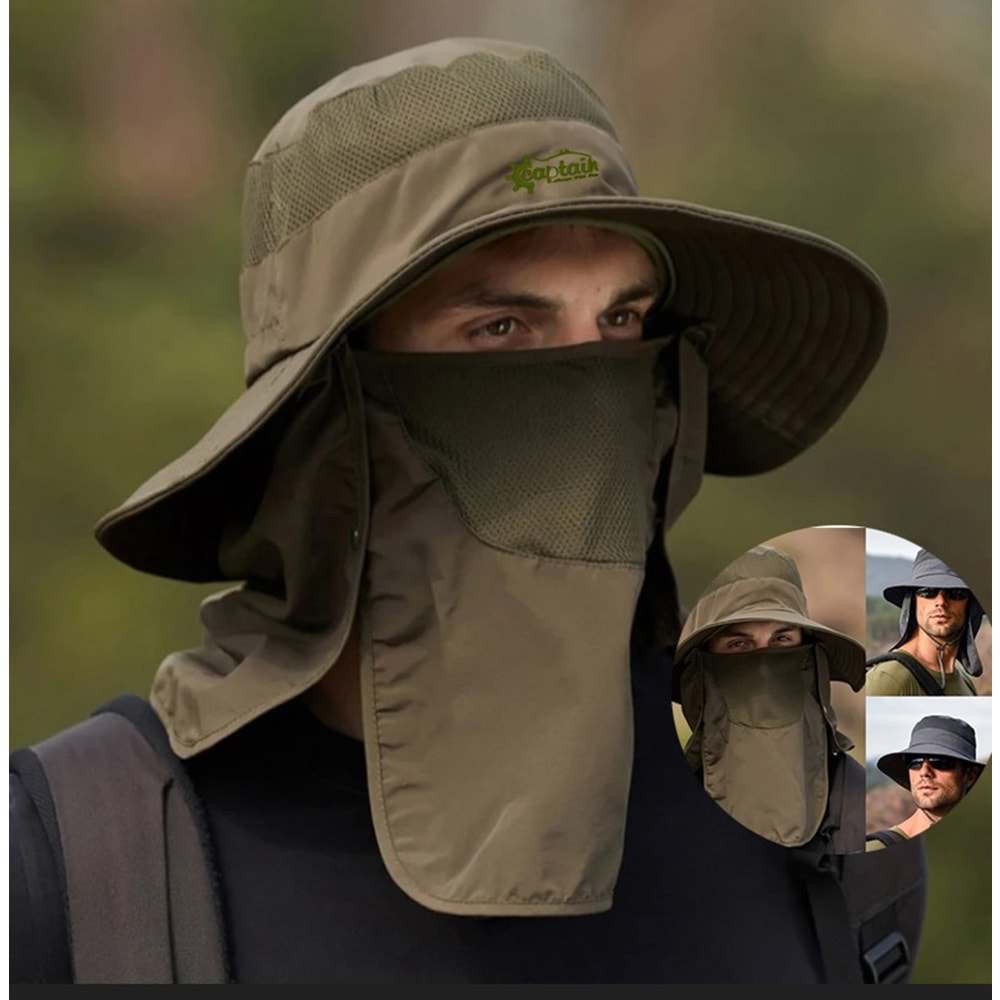 Captain Fisherman Style Foter BG-9073 Güneş ve Haşere Koruyuculu Gölgelikli Şapka