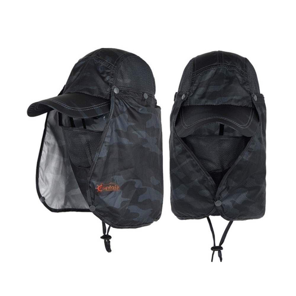 Captain Fisherman Style Cap XY-00 Güneş ve Haşere Koruyuculu Gölgelikli Şapka