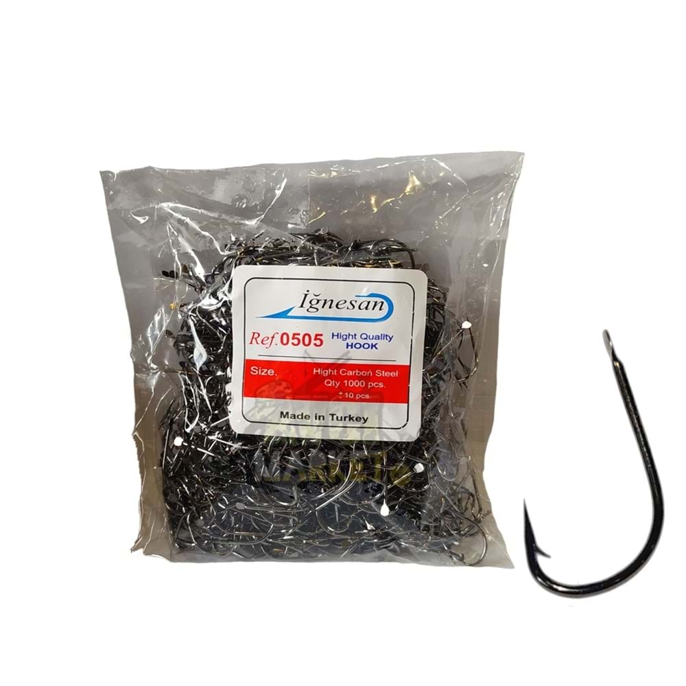 İğnesan 505 Serisi Black Nikel Olta İğnesi 1000li Paket - NO-3-0