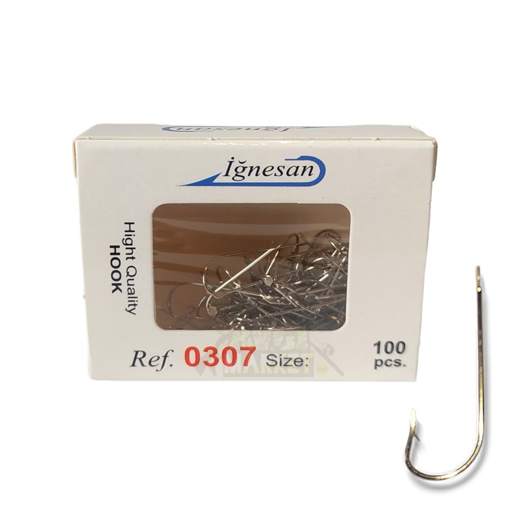 İğnesan 0307 Serisi Nikel Çapraz 100lü Paket Olta İğnesi - NO-8