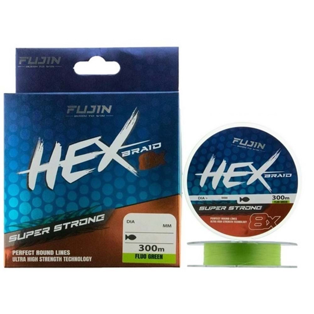 Fujin Hex Braid 8x 300mt Fluo Green PE İp Misina - 0.10MM