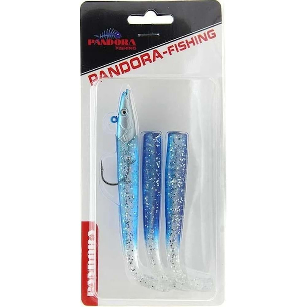 Pandora Sandel 100mm 14gr Silikon Sahte Balık Yem - BLUE/SILV