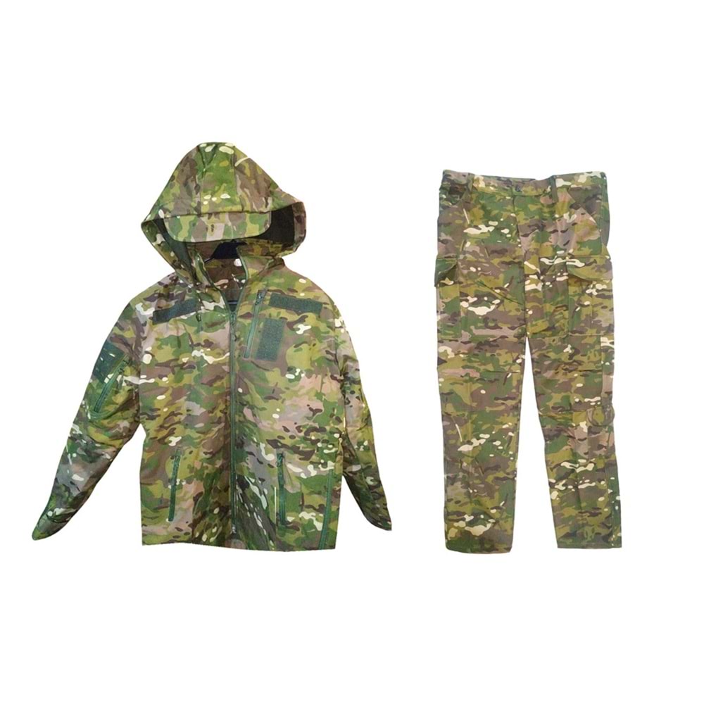 Softshell Soğuk İklim Kamuflaj Mont Pantolon Takım - M