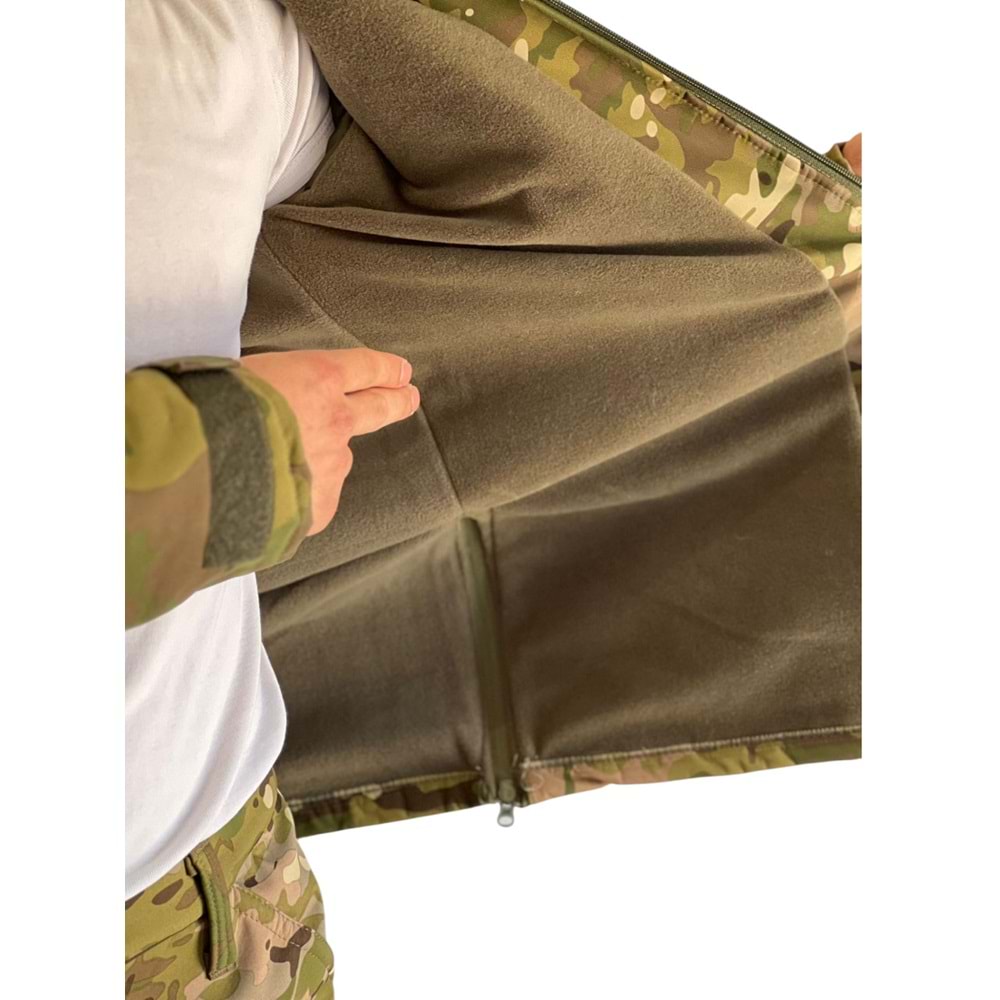 Softshell Soğuk İklim Kamuflaj Mont Pantolon Takım - M