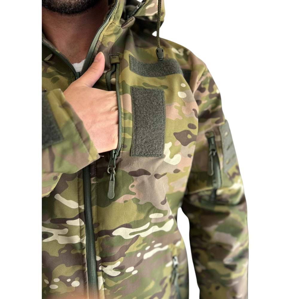 Softshell Soğuk İklim Kamuflaj Mont Pantolon Takım - M