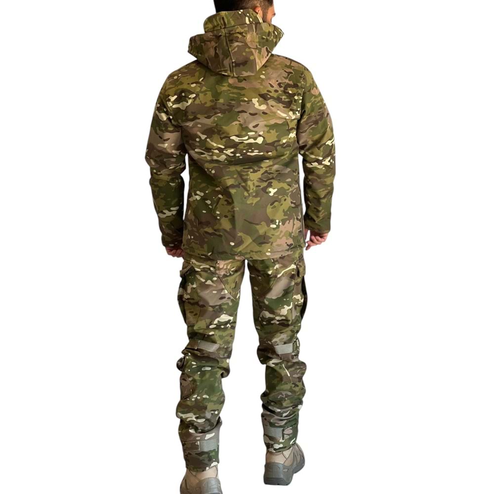 Softshell Soğuk İklim Kamuflaj Mont Pantolon Takım - M