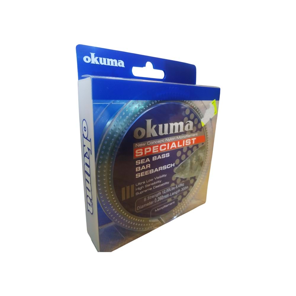 Okuma Sea Bass 0.260mm Monofilament 300m Olta Misinası