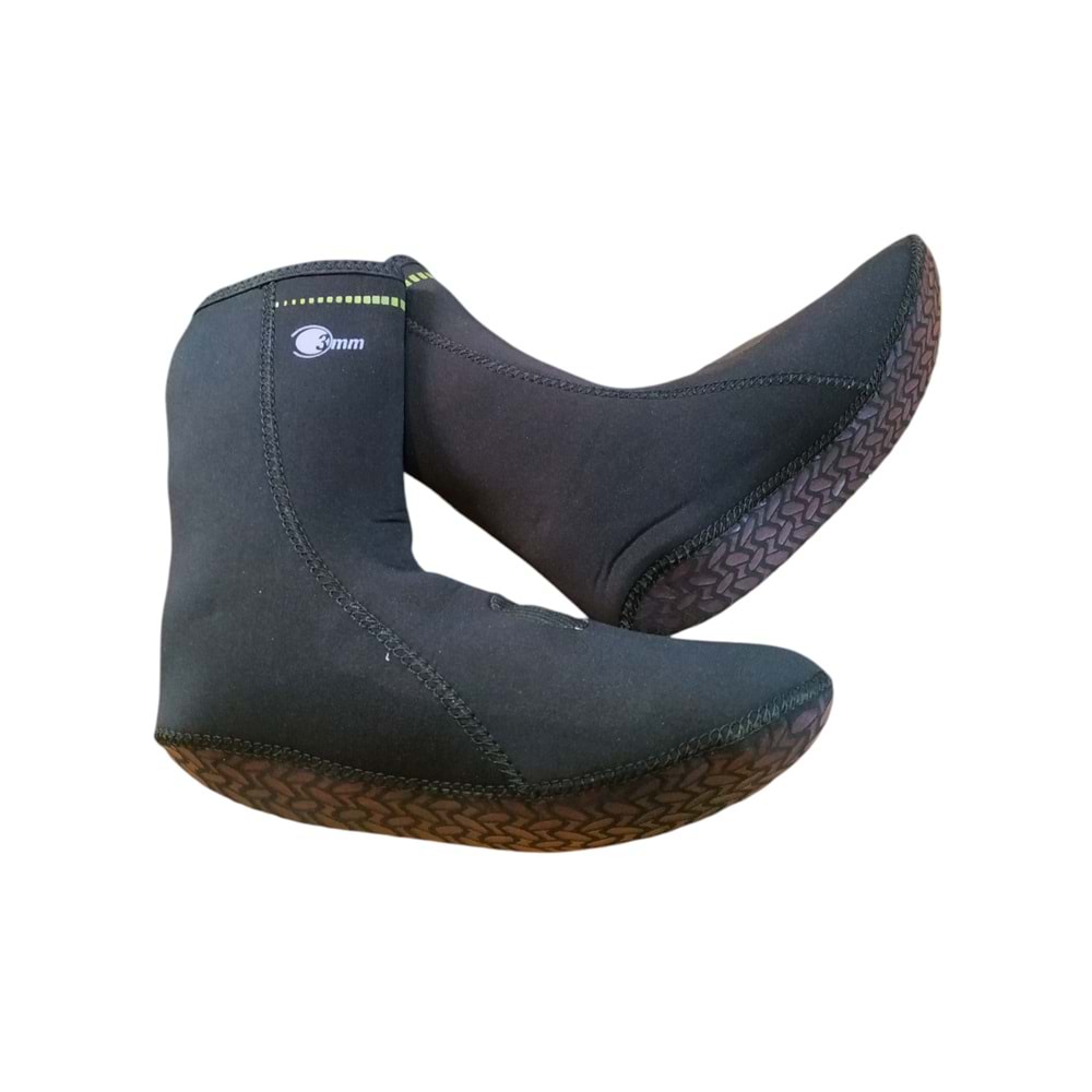 3mm Neopren Kaydırmaz Tabanlı Siyah Dalış Çorabı - 46-47