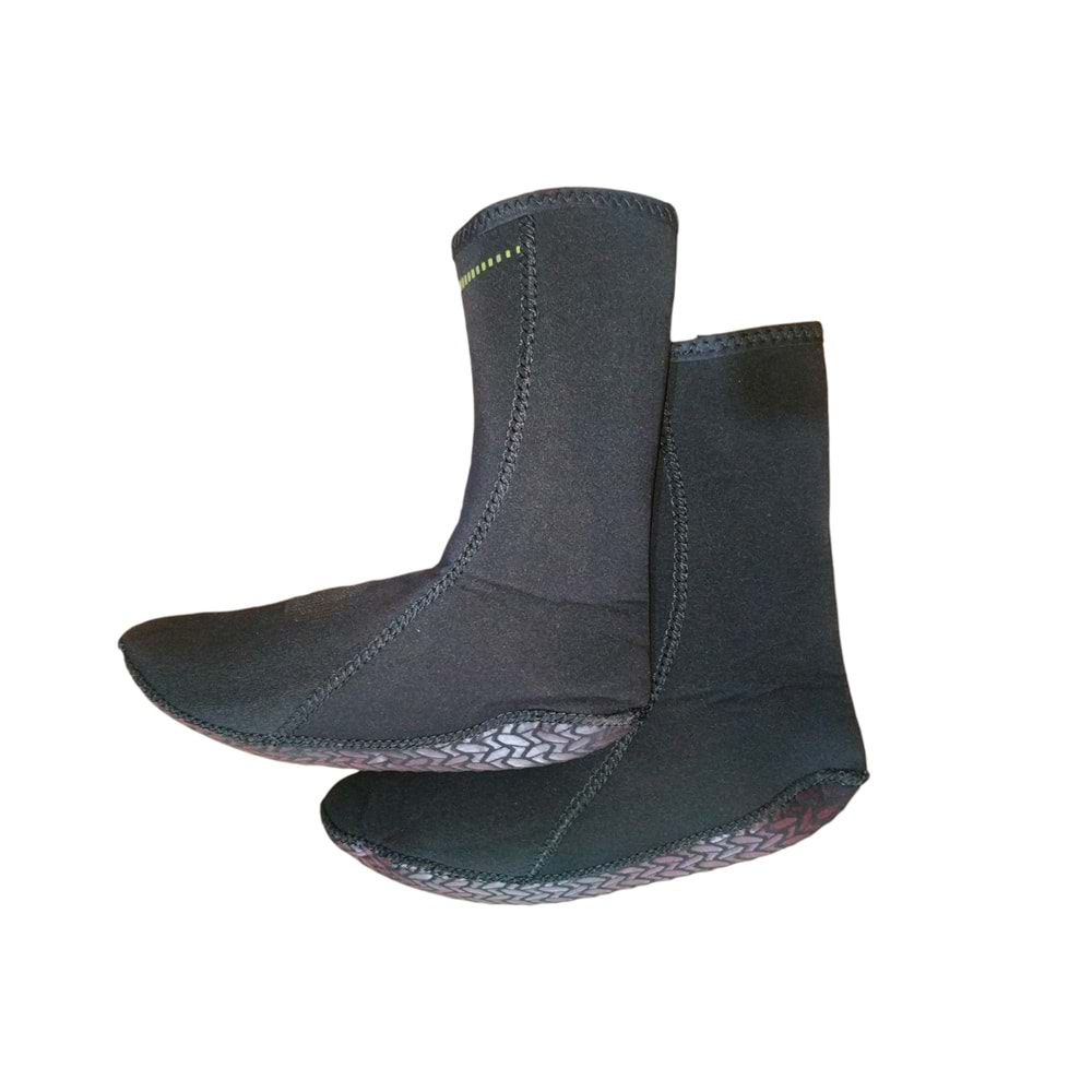 3mm Neopren Kaydırmaz Tabanlı Siyah Dalış Çorabı - 46-47