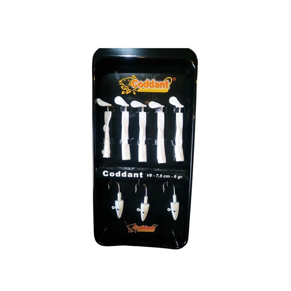 Coddant V8 7.5cm 6gr Beyaz 5li Silikon Yem Seti